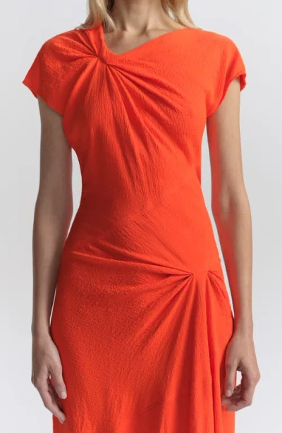 A.l.c Willa Textured Crepe Midi Dress In Persimmon In Orange