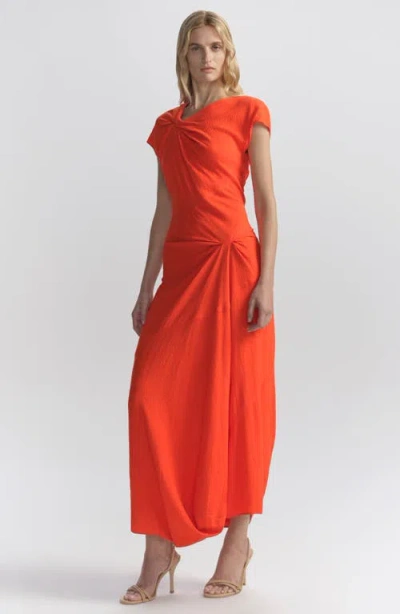 A.l.c Willa Textured Crepe Midi Dress In Persimmon In Orange