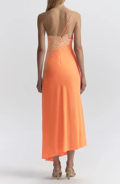 A.l.c Lou Lace-embroidered One-shoulder Slip Dress In Orange
