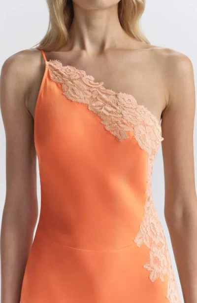A.l.c Lou Lace-embroidered One-shoulder Slip Dress In Orange
