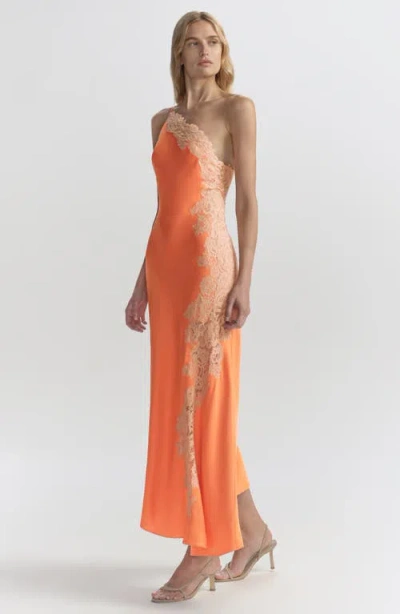 A.l.c Lou Lace-embroidered One-shoulder Slip Dress In Orange