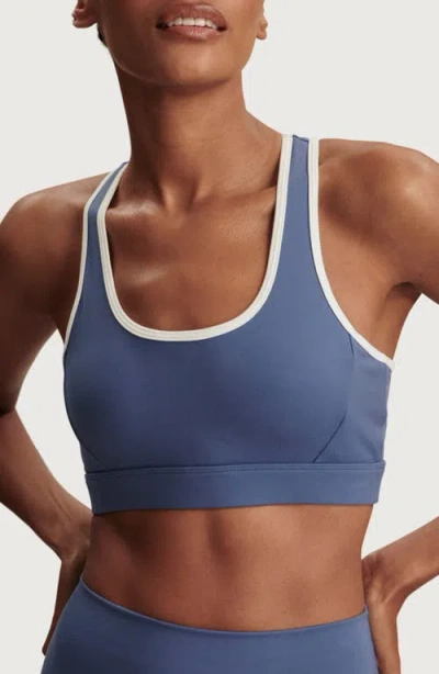 Varley Womens Bijou Blue Freesoft Selma Scoop-neck Sports Bra In Brown