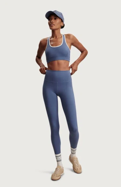 Varley Womens Bijou Blue Freesoft Selma Scoop-neck Sports Bra In Brown