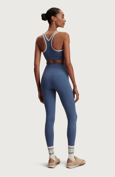 Varley Womens Bijou Blue Freesoft Selma Scoop-neck Sports Bra In Brown