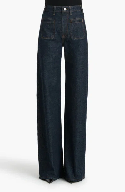 Khaite Delmonico Patch Pocket Wide-leg Jeans In Blue