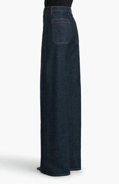 Khaite Delmonico Patch Pocket Wide-leg Jeans In Blue