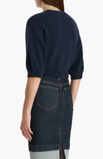 Khaite Lorelai Short Wool And Cashmere Blend Sweater In Blue