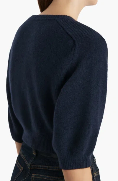 Khaite Lorelai Short Wool And Cashmere Blend Sweater In Blue