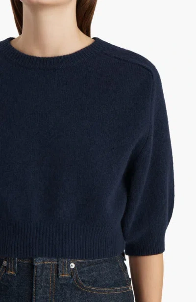 Khaite Lorelai Short Wool And Cashmere Blend Sweater In Blue