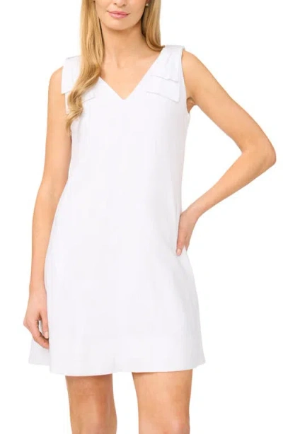 Cece Bow Shoulder Shift Minidress In White