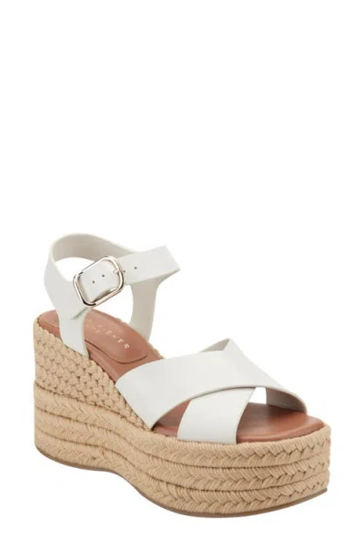 Marc Fisher Ltd Pasion Espadrille Ankle Strap Platform Wedge Sandal In White