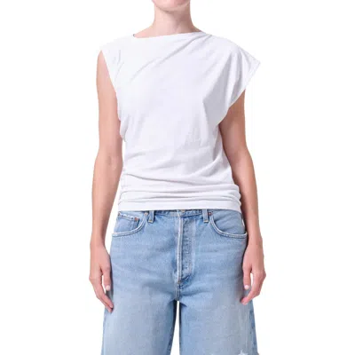 Agolde Beth Asymmetric Top In White