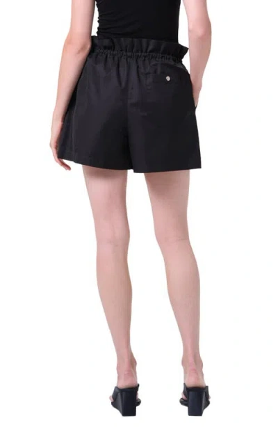 Agolde Lydia Toggle Waist Cotton Blend Shorts In Black