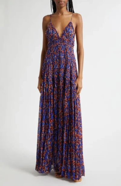 Ulla Johnson Atrani Floral Silk Chiffon Maxi Dress In Purple