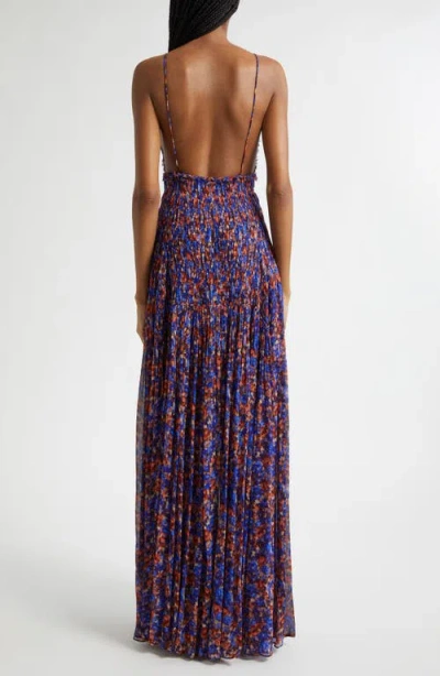 Ulla Johnson Atrani Floral Silk Chiffon Maxi Dress In Purple
