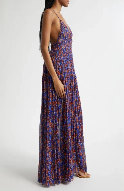 Ulla Johnson Atrani Floral Silk Chiffon Maxi Dress In Purple