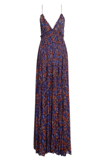 Ulla Johnson Atrani Floral Silk Chiffon Maxi Dress In Purple