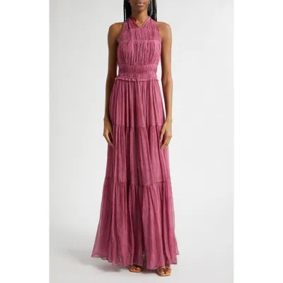 Ulla Johnson Freesia Sleeveless Silk Chiffon Gown In Pink