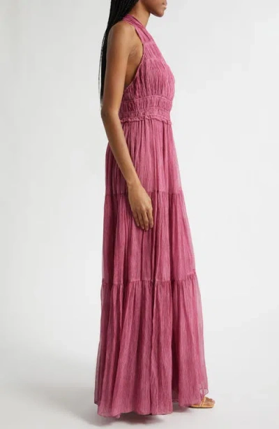 Ulla Johnson Freesia Sleeveless Silk Chiffon Gown In Pink