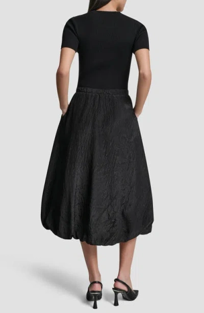 Dkny Mixed Media Cargo Pocket Midi Dress In Black