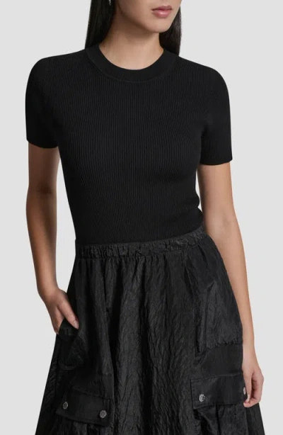 Dkny Mixed Media Cargo Pocket Midi Dress In Black