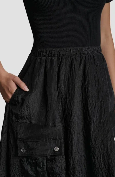 Dkny Mixed Media Cargo Pocket Midi Dress In Black