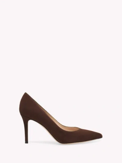 Gianvito Rossi Pointed Toe Suede Stiletto Heel Pumps In Burgundy