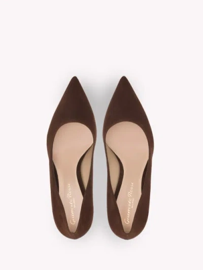 Gianvito Rossi Pointed Toe Suede Stiletto Heel Pumps In Burgundy