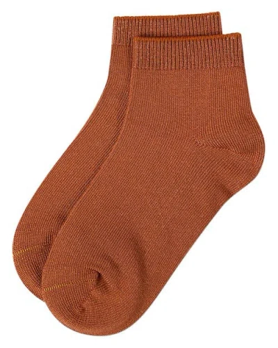 Memoi Basic Silky-soft Gauge Ankle Sock In Brown