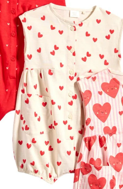 Next 3-pack Cotton Heart Rompers In Red