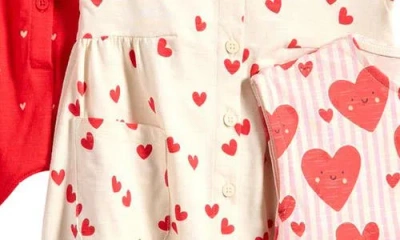 Next 3-pack Cotton Heart Rompers In Red