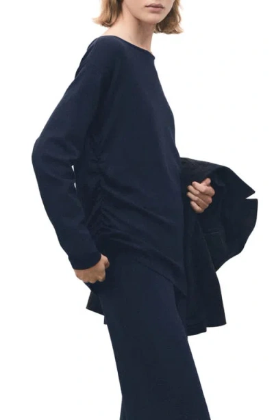 Mango Boatneck Sweater In Blue