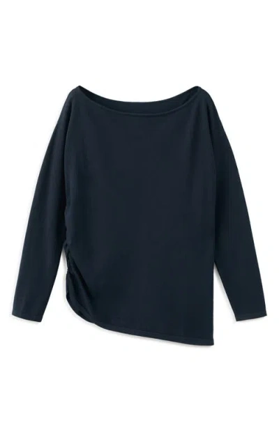 Mango Boatneck Sweater In Blue