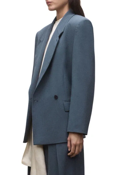 Mango Double Breasted Suit Jacket In Blue
