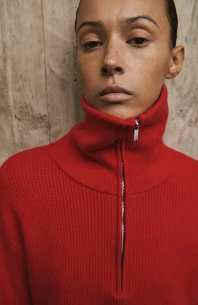 Mango Half Zip Sweater In Red