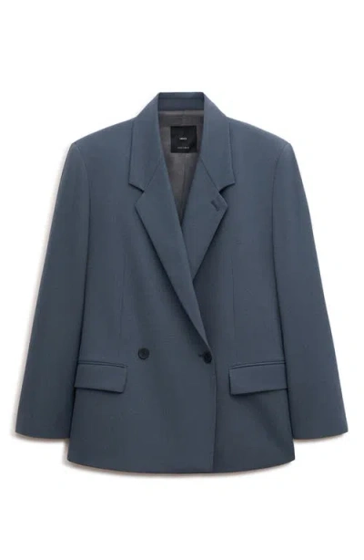 Mango Double Breasted Suit Jacket In Blue