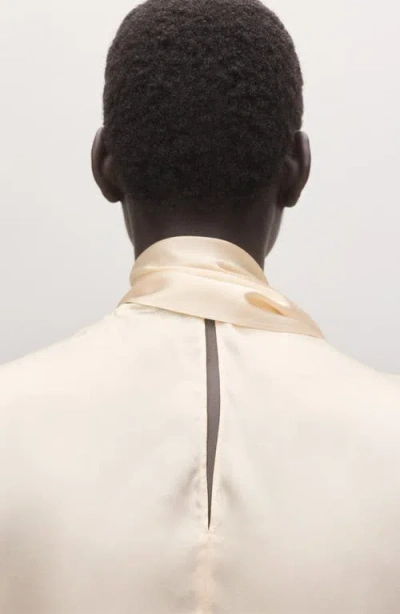Mango Tie Neck Silk Top In White