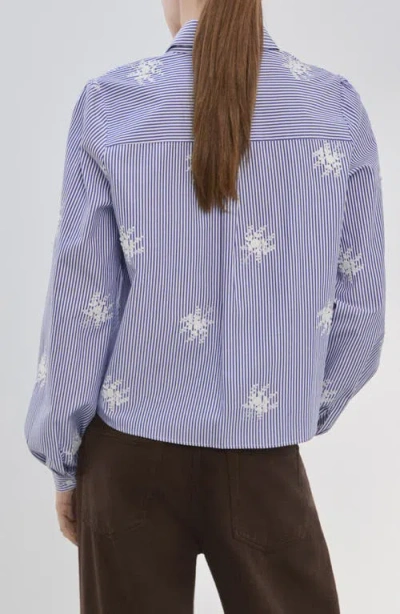 Mango Embroidered Stripe Shirt In Multi