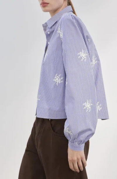 Mango Embroidered Stripe Shirt In Multi