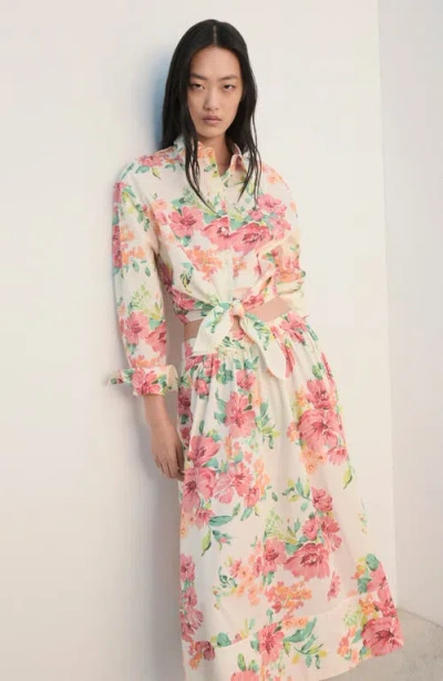 Mango Floral Midi Skirt In Multi