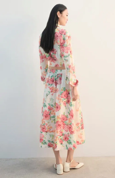 Mango Floral Midi Skirt In Multi