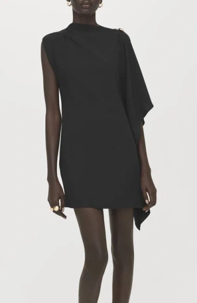 Mango Asymmetric Minidress In Black