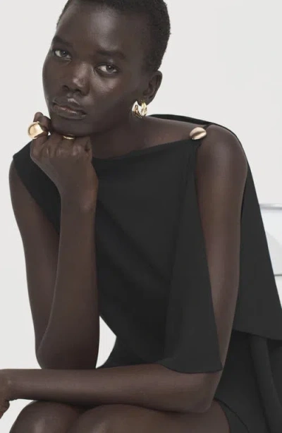 Mango Asymmetric Minidress In Black