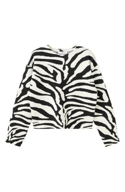 Mango Zebra Print Sweater In Black