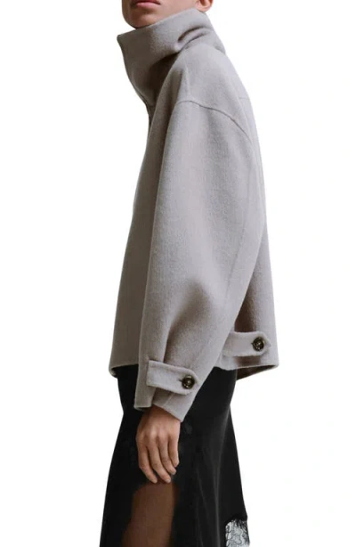 Mango Wool Funnel-neck Jacket Grey In Gray