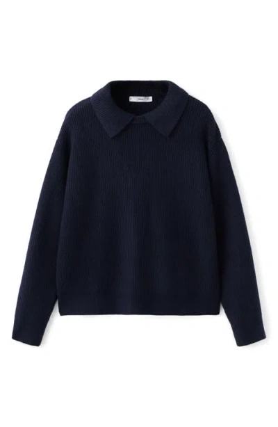 Mango Polo Sweater In Black