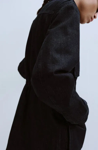 Mango Oversize Denim Barn Jacket In Black