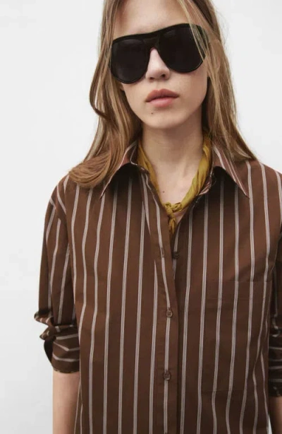 Mango Stripe Cotton Button-up Shirt In Multi
