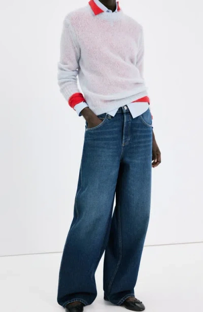 Mango Mid Rise Balloon Jeans In Blue