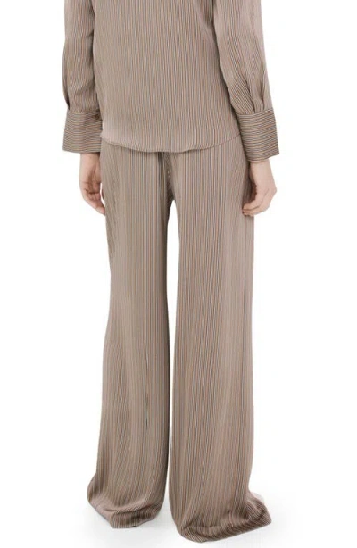 Mango Stripe Satin Pants In Brown